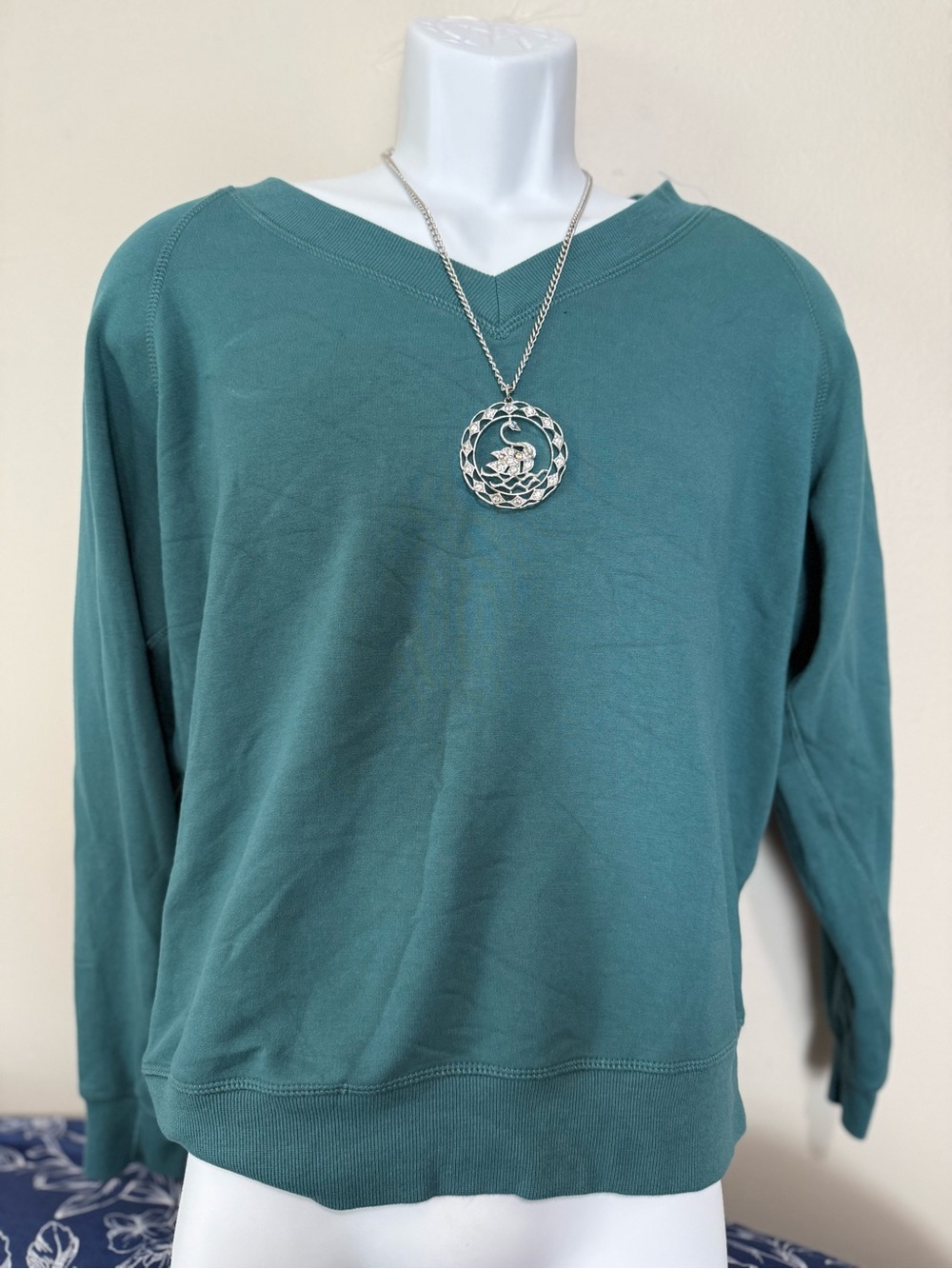 Buffalo David Bitton Teal V-Neck Sweatshirt - Picture 6 of 8